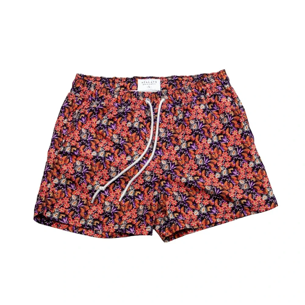 Atalaye Bain de Biarritz Mens Floral Swim Trunks Board Shorts Multicolor Size L